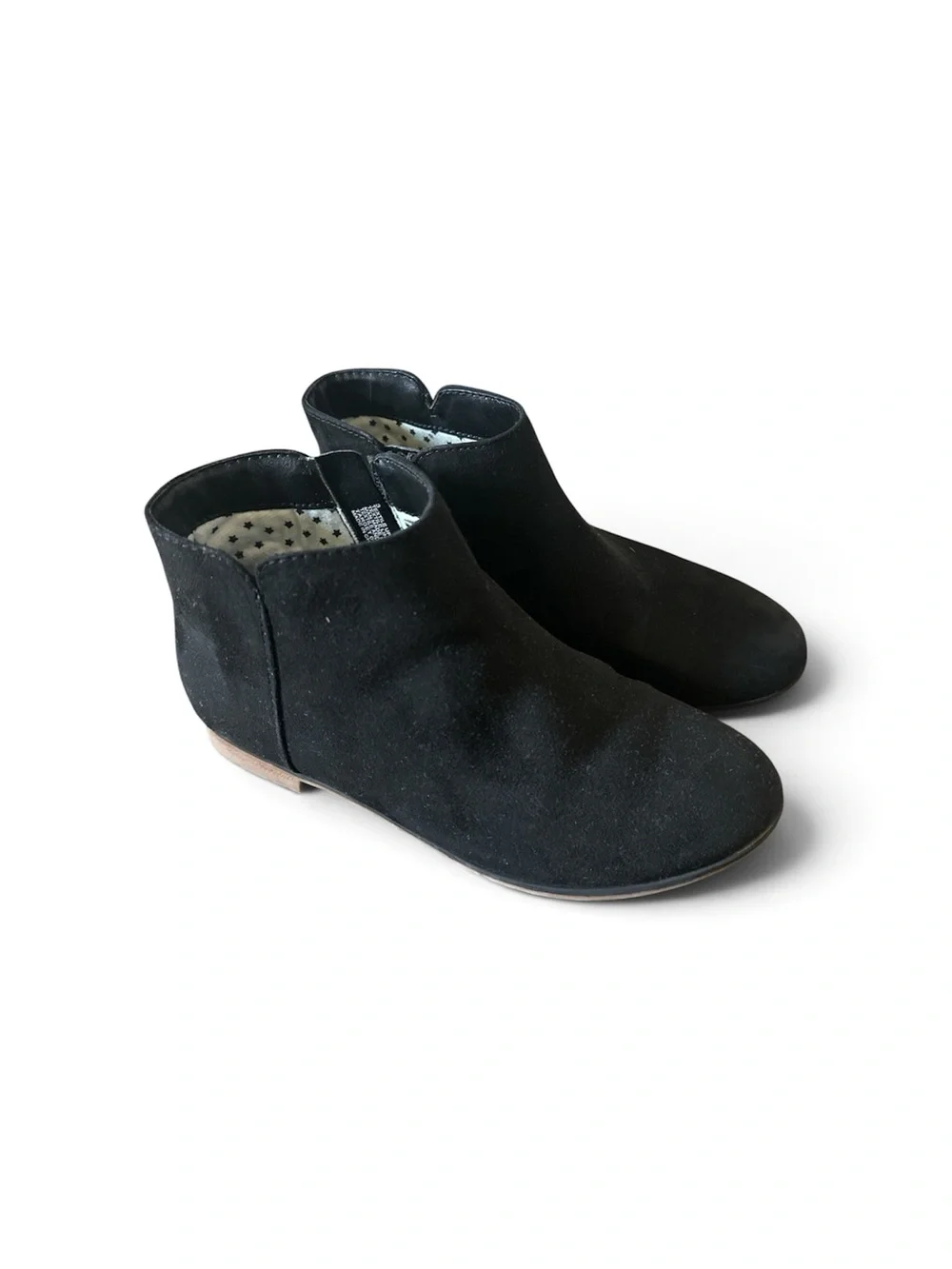 Girl Black Suede Ankle Boots - Classic Zipper